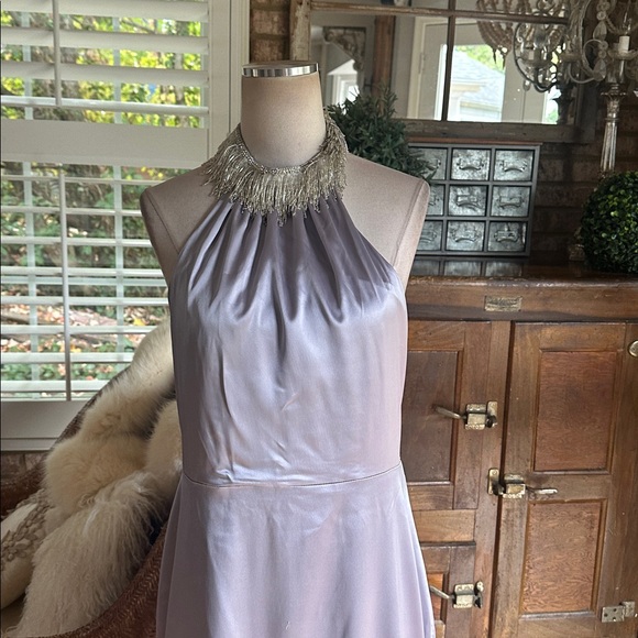 FASHION NOVA Rebekah Embellished Satin Gown - Grey LARGE NEW - Picture 4 of 10